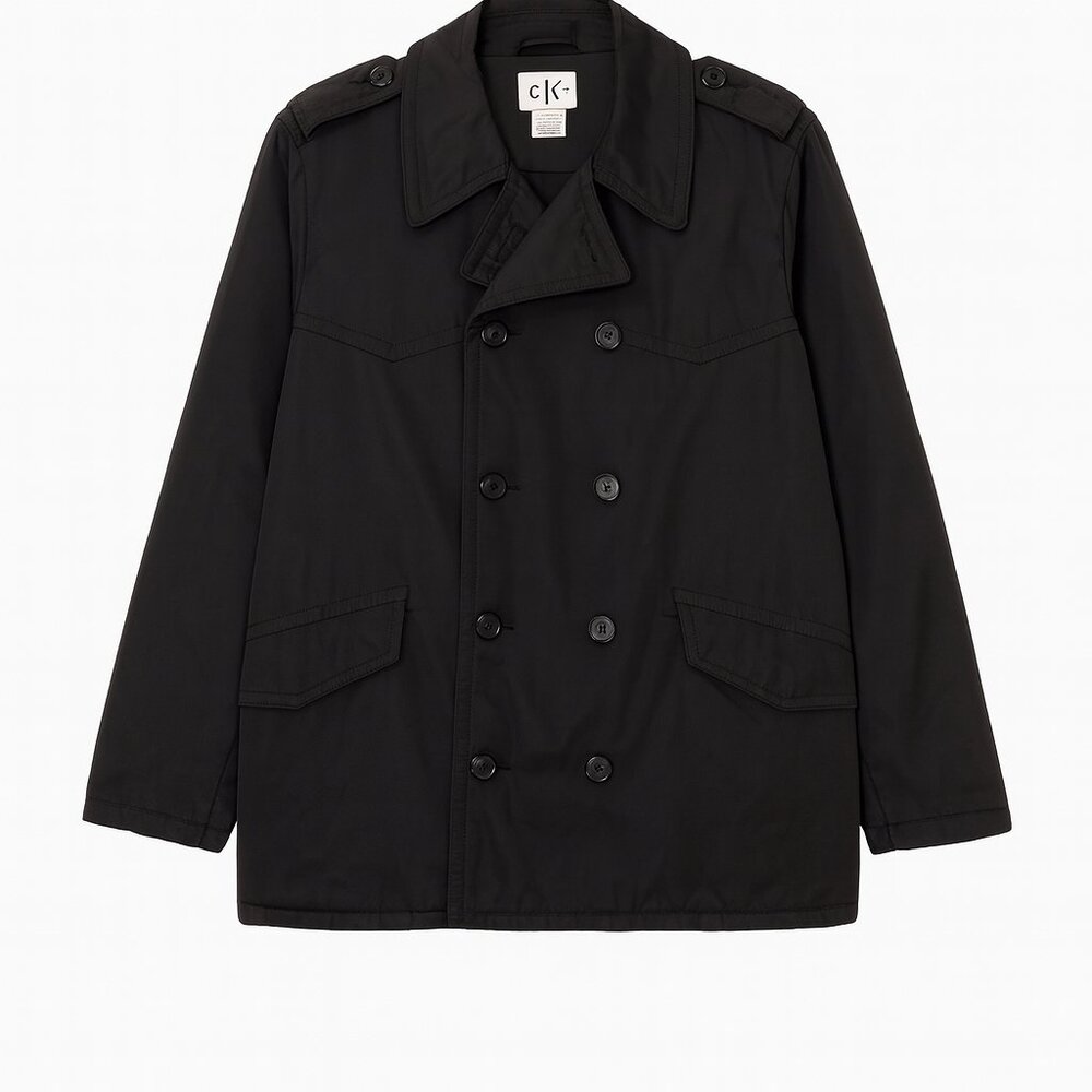 Calvin Klein Men’s Double Breasted Water Repellent Insulated Pea Coat - Black